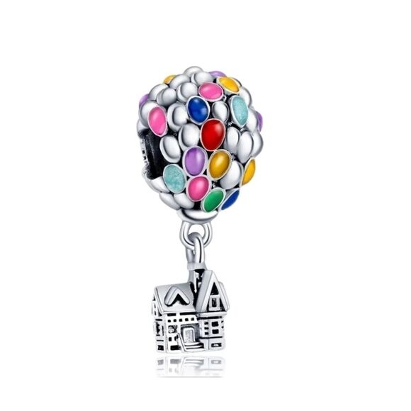925 Sterling Silver Hot Air Balloon Charm - Picture 1 of 6